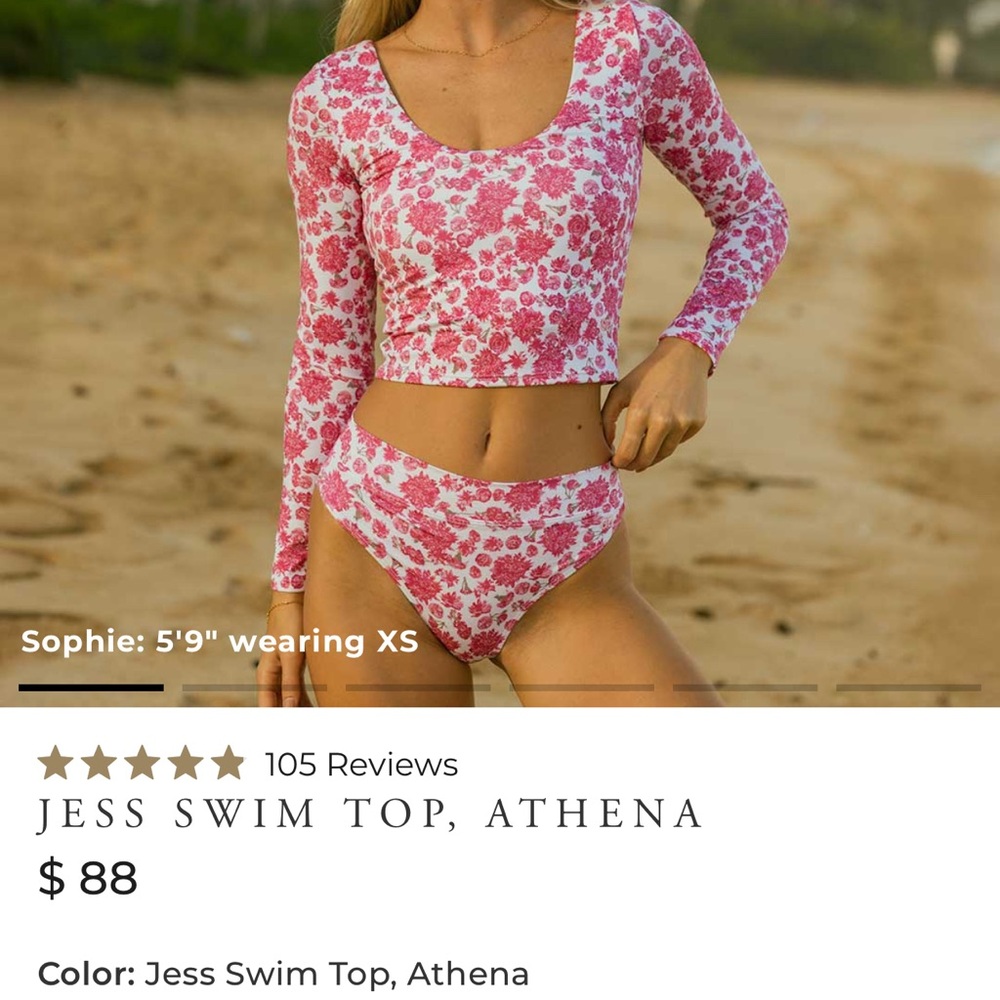 Albion Pink Floral Swim Top Jess Athena